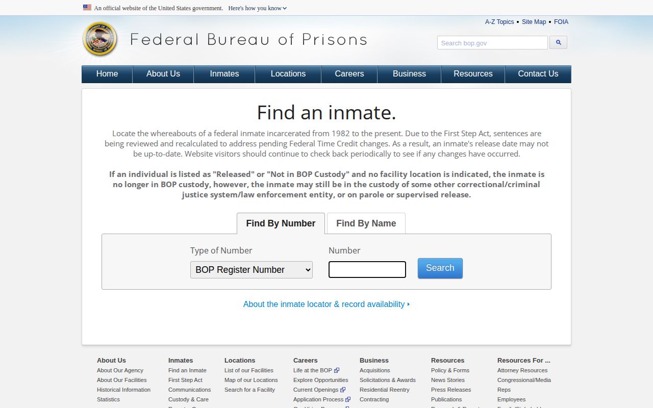 Federal inmate locator distinguished from Dallas County warrant records