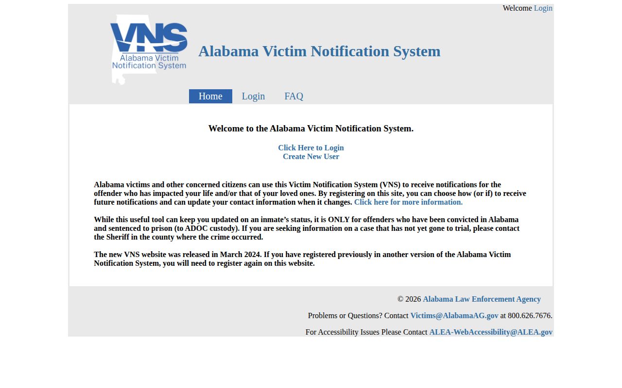 Alabama notification source for Dallas County offender custody events
