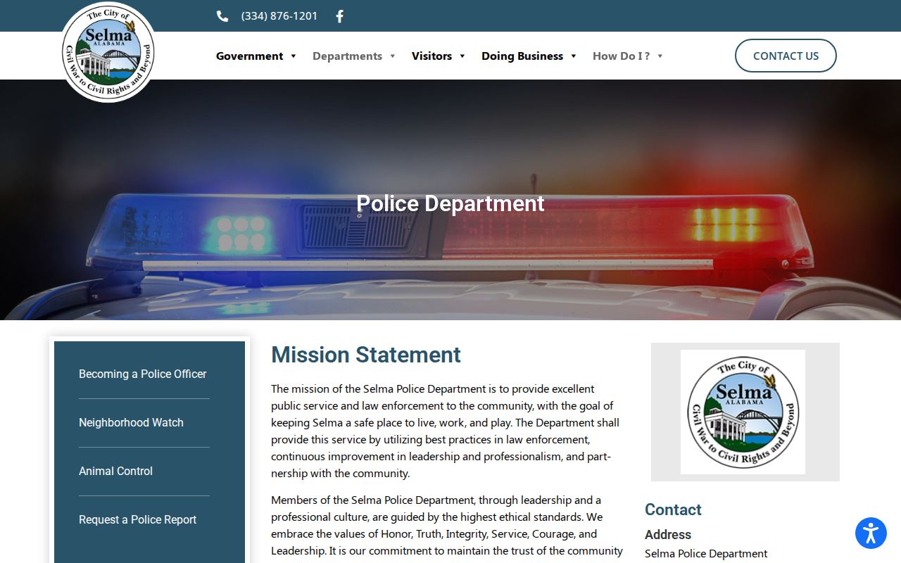 Selma Police Department source for Dallas County arrest records